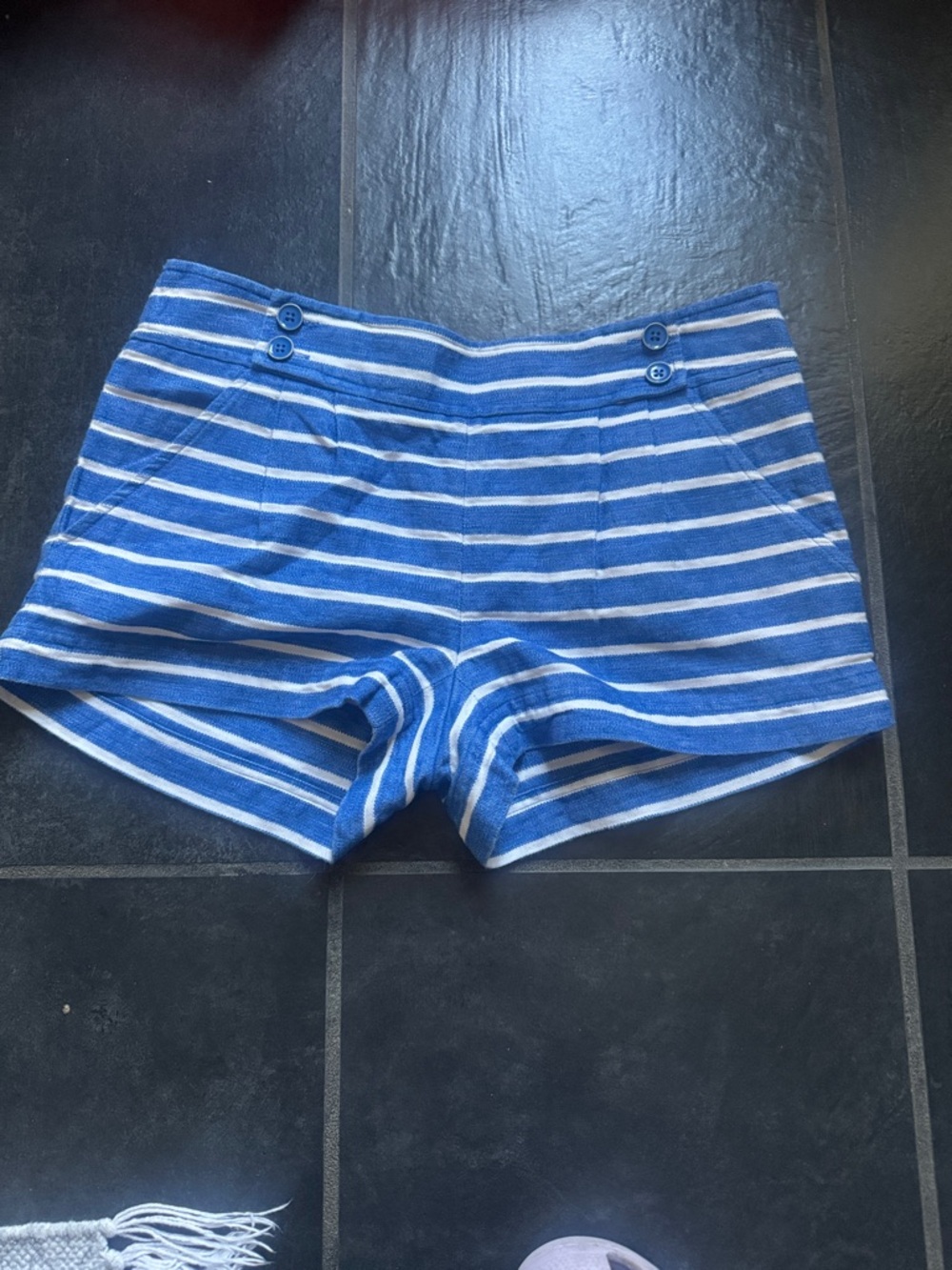 Vineyard Vines Blue & White Striped Knit Shorts with Whale Tag
